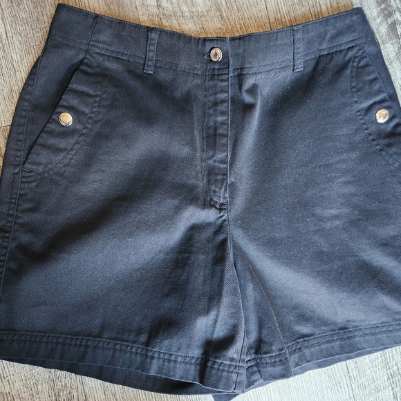 Ralph Lauren Shorts Black Women's Size 6 Silver Snaps - Picture 1 of 11